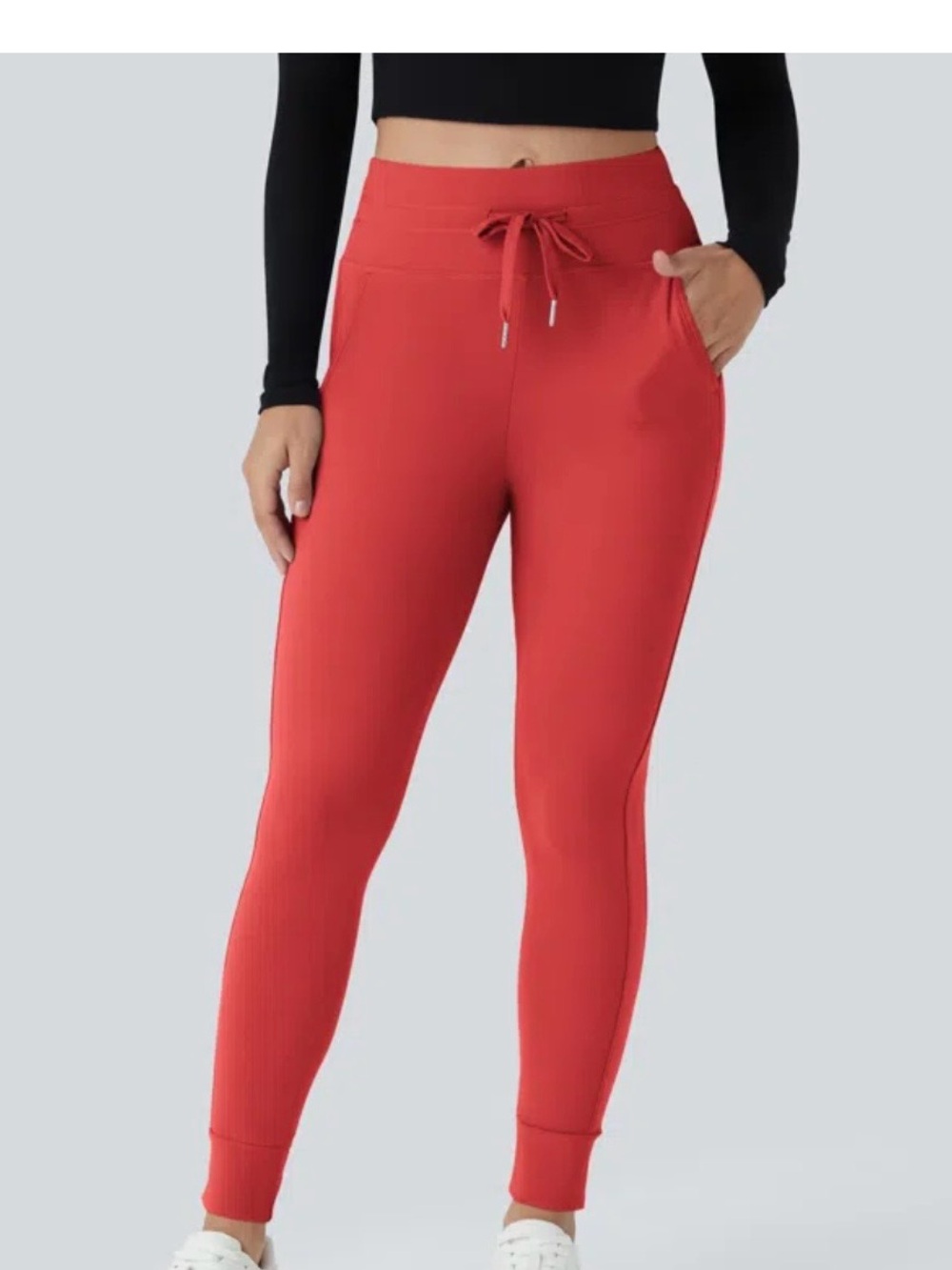 HALARA Red orange Ribbed High-Rise Jogger Pants Size M